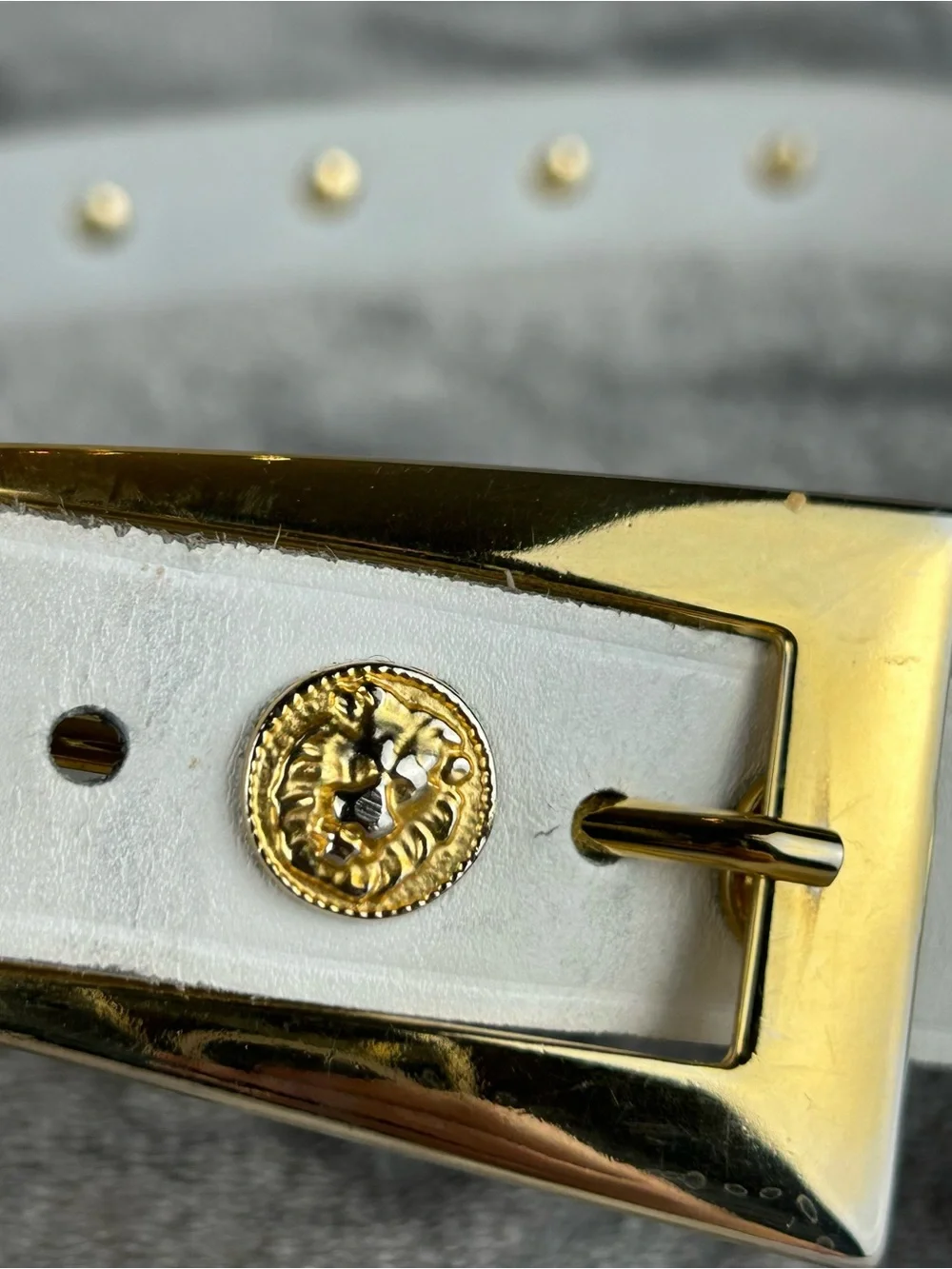 Vintage The Limited Belt White Leather Studded‎ Lions Made in Italy Womens L